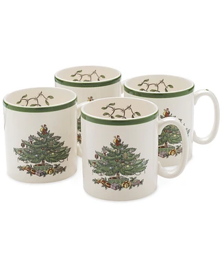 Spode Christmas Tree Mugs, Set of 4