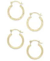 Duo Set of Small Round Hoop Earrings in 10k Gold