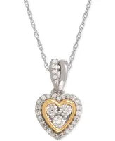 Diamond Mini-Heart Pendant Necklace (1/10 ct. t.w.) in Sterling Silver and 14k Gold - Two