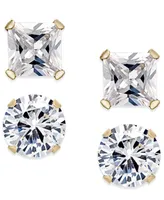 Cubic Zirconia 2-Pc. Stud Earrings Set in 10k Gold