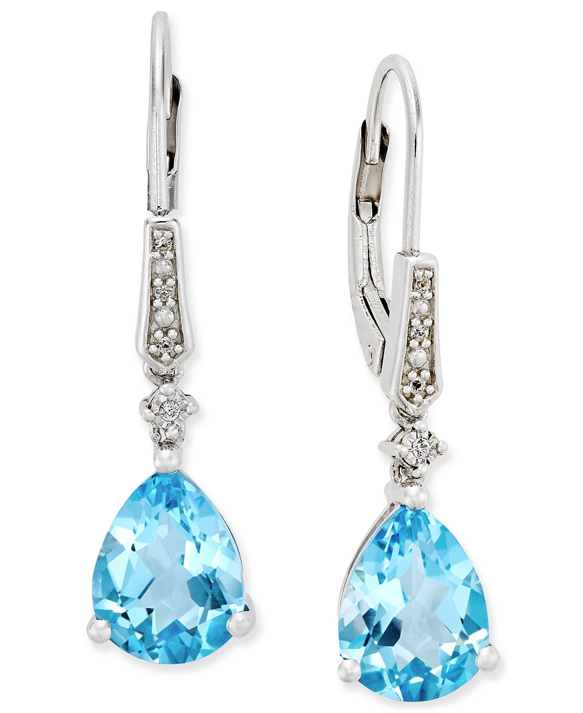 Gemstone (3-3/4 ct. t.w.) and Diamond Accent Birthstone Drop Earrings Sterling Silver