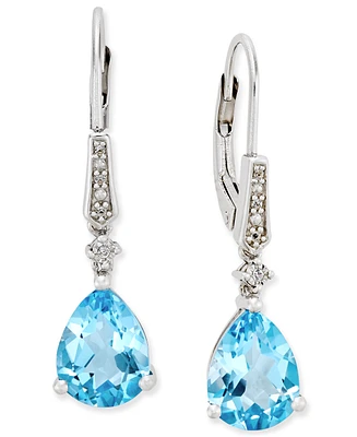 Gemstone (3-3/4 ct. t.w.) and Diamond Accent Birthstone Drop Earrings Sterling Silver