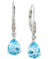 Gemstone (3-3/4 ct. t.w.) and Diamond Accent Birthstone Drop Earrings Sterling Silver