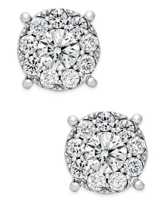 Diamond Cluster Stud Earrings (1 ct. t.w.) in 14k White Gold