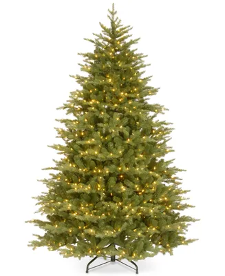 National Tree Company 7.5' "Feel Real" Nordic Spruce Medium Hinged Christmas Tree with 900 Clear Lights