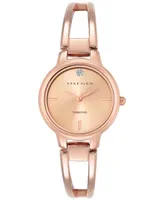 Anne Klein Women's Diamond Accent Rose Gold-Tone Stainless Steel Bracelet Watch 30mm