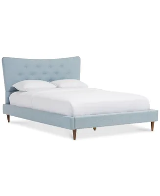 Closeout! Jerell Modern Queen Linen Platform Bed