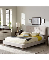 Closeout! Jerell Modern Queen Linen Platform Bed