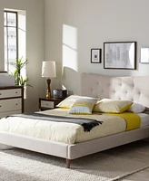 Closeout! Jerell Modern Queen Linen Platform Bed