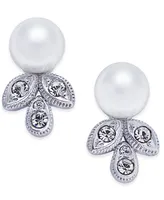 Eliot Danori Silver-Tone Imitation Pearl and Crystal Stud Earrings, Created for Macy's