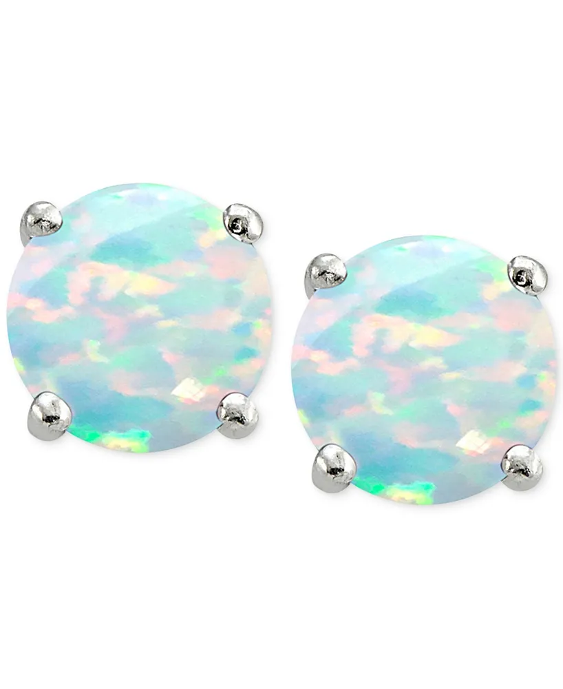 Giani Bernini Cubic Zirconia Synthetic Opal Stud Earrings in Sterling Silver, Created for Macy's