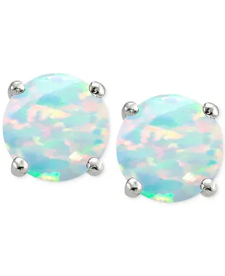 Giani Bernini Cubic Zirconia Synthetic Opal Stud Earrings in Sterling Silver, Created for Macy's