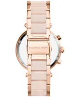 Michael Kors Women's Chronograph Parker Blush and Rose Gold-Tone Stainless Steel Bracelet Watch 39mm MK5896 - Two