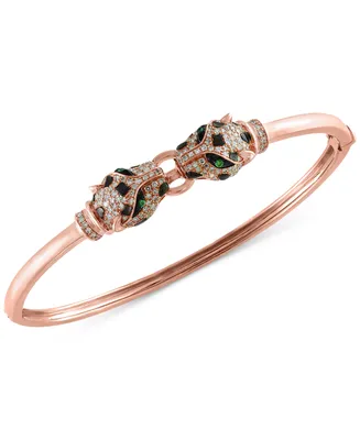 Effy Diamond (3/4 ct. t.w.) and Tsavorite Accent Bangle Bracelet in 14k Rose Gold