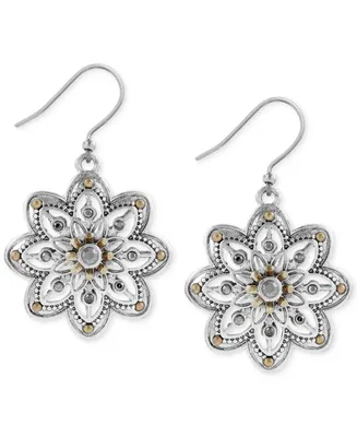 Lucky Brand Two-Tone Openwork Floral Drop Earrings