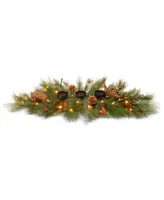 National Tree Company 30" Decorative Collection White Pine Candle Holder Centerpiece with Led Lights