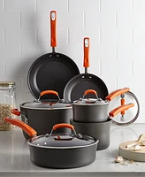 Rachael Ray Hard-Anodized 10 Piece Cookware Set, Orange