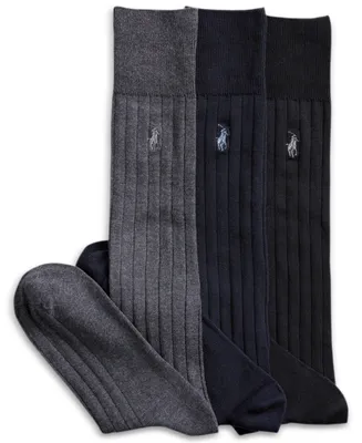 Polo Ralph Lauren Men's 3-Pk. Over the Calf Mercerized Cotton Rib Dress Socks
