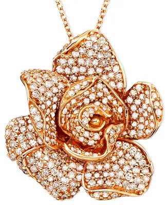 Pave Rose by Effy Diamond Flower Pendant Necklace in 14k Rose Gold (1 1/3 ct. t.w