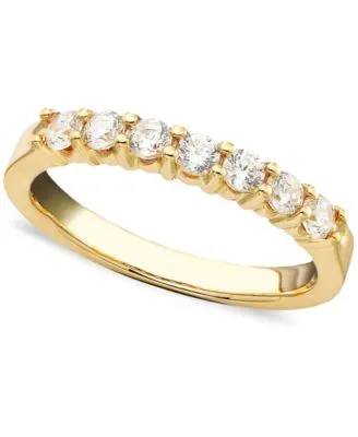 Seven Diamond Band Rings In 14k Gold