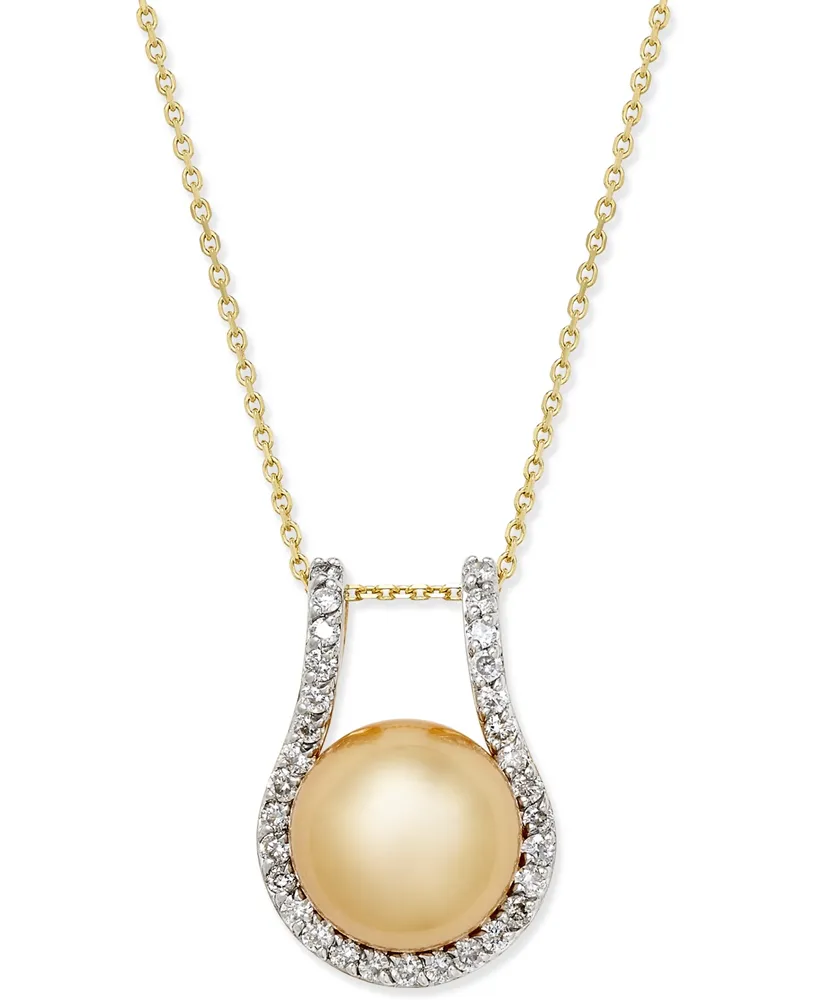 Macy's Pearl Necklace, 14k Gold Cultured Freshwater Pearl Pendant (11mm) -  Macy's