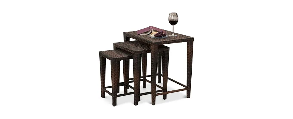 Aldin Set of 3 Outdoor Wicker Nested Tables