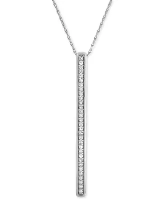 Diamond Stick Pendant Necklace (1/6 ct. t.w.) in Sterling Silver