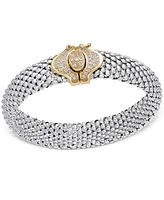 Diamond Dew Drop Popcorn Mesh Bracelet (1/2 ct. t.w.) in Sterling Silver and 14k Plated Gold - Two