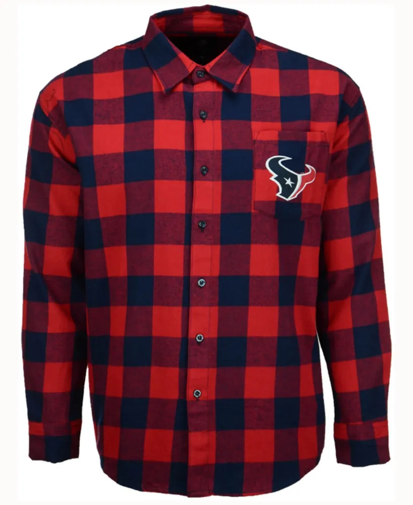 Houston Astros Large Check Flannel Button-Up Long Sleeve Shirt - Orange/Navy