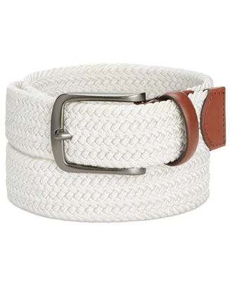 Men's Webbed Leather-Trim Belt