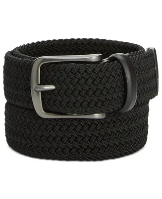 Men's Webbed Leather-Trim Belt