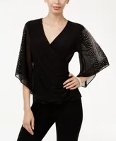 Msk Embellished Chiffon Sleeve Top