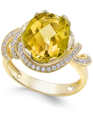 Citrine (4-1/4 ct. t.w.) and White Topaz (1/3 ct. t.w.) Ring in 14k Gold-Plated Sterling Silver