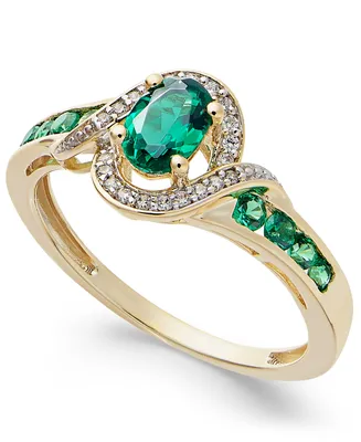 Sapphire (5/8 ct. t.w.) & Diamond (1/10 ct. t.w.) Ring in 14k Gold (Also in Emerald & Ruby)