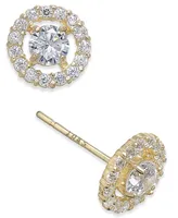 Flower Cluster Cubic Zirconia Stud Earrings in 10K Gold