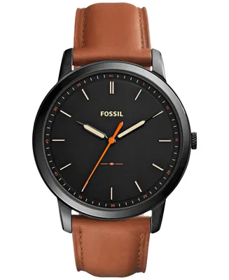 Fossil Men's The Minimalist Brown Leather Strap Watch 44mm FS5305