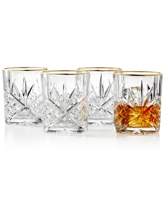 Godinger Dublin Gold Double Old Fashioned Glasses, Set of 4