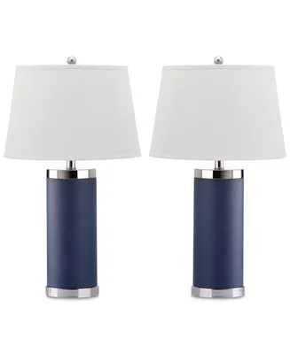 Safavieh Set of 2 Leather Column Table Lamps