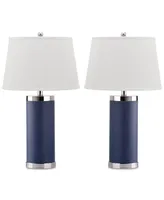 Safavieh Set of 2 Leather Column Table Lamps