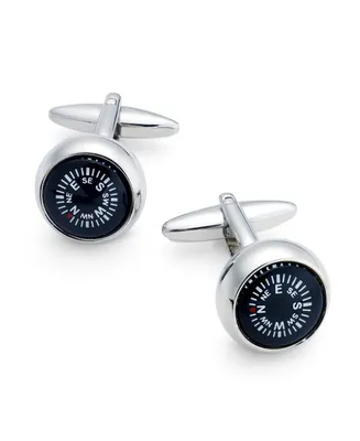 Sutton by Rhona Sutton Men's Silver-Tone Compass Cuff Links