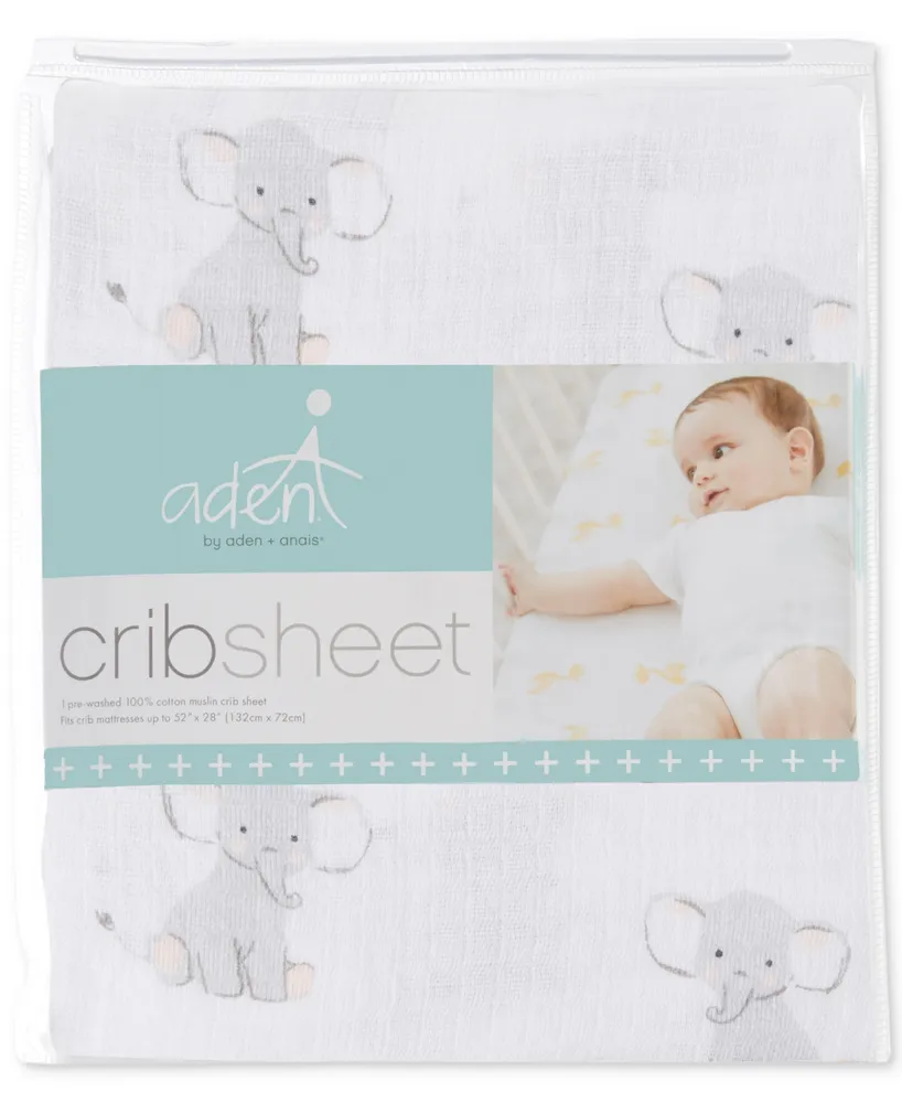 aden by aden + anais Baby Boys or Baby Girls Elephant-Print Crib Sheet