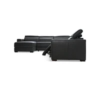 Nevio 124" 5-pc Leather Sectional Sofa with Chaise, 1 Power Recliner and Articulating Headrests, Created for Macy's