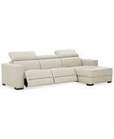 Nevio 115" 3-pc Leather Sectional Sofa with Chaise, 2 Power Recliners and Articulating Headrests, Created for Macy's