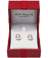 Belle de Mer Cultured Freshwater Pearl Stud 14k Yellow Gold Earrings (8mm)