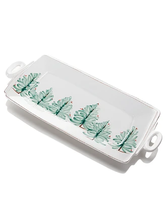 Vietri Lastra Holiday Handled Rectangular Platter