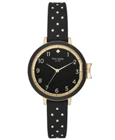 kate spade new york Women's Park Row Black Dot Silicone Strap Watch 34mm