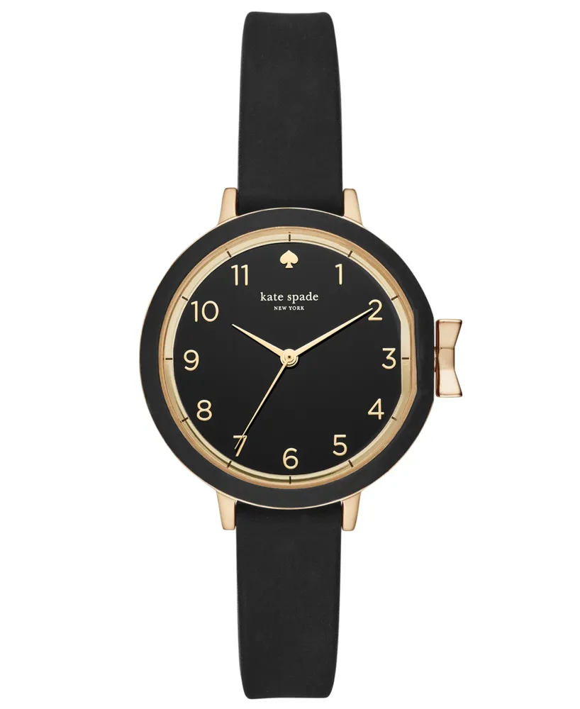 kate spade new york Women's Park Row Black Silicone Strap Watch 34mm