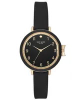 kate spade new york Women's Park Row Black Silicone Strap Watch 34mm