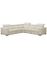 Nevio 5-Pc. Leather "L" Shaped Sectional with 2 Power Recliners Articulating Headrests, Created for Macy's