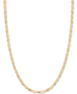 20" Tri-Color Valentina Chain (1/5mm) in 14k Gold, White Gold and Rose Gold